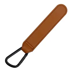 Premium Multi-Function PU Leather Stroller Organizer Hooks (Brown 1pc)
