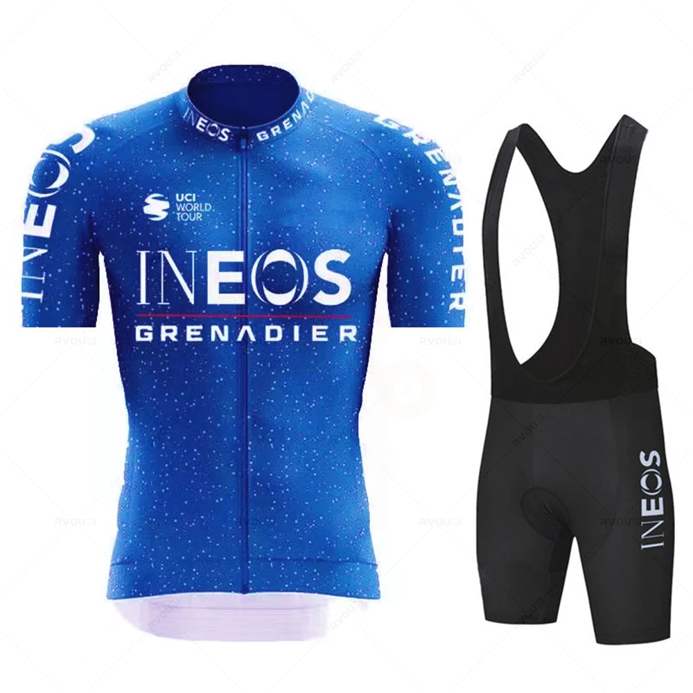 Cycling Jersey Set INEOS-Team Cycling Jersey Set for Men Short Sleeve MTB Race Cycling Clothing Outdoor Riding