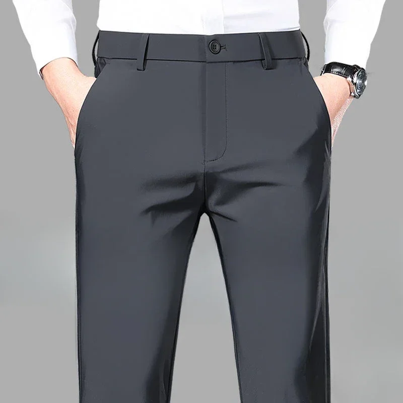 thumbnail image 1 of Pantalones rectos de verano para hombre, pantalones de traje negros de cintura alta para hombre, reseñas coreanas, muchos vestidos de licra, ropa de trabajo vintage barata, tela, 1 of 5