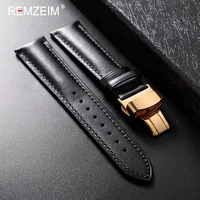 Bracelet de montre en cuir 18mm 20mm 22mm, bracelet de remplacement décontracté pour hommes et femmes avec fermoir papillon automatique 1