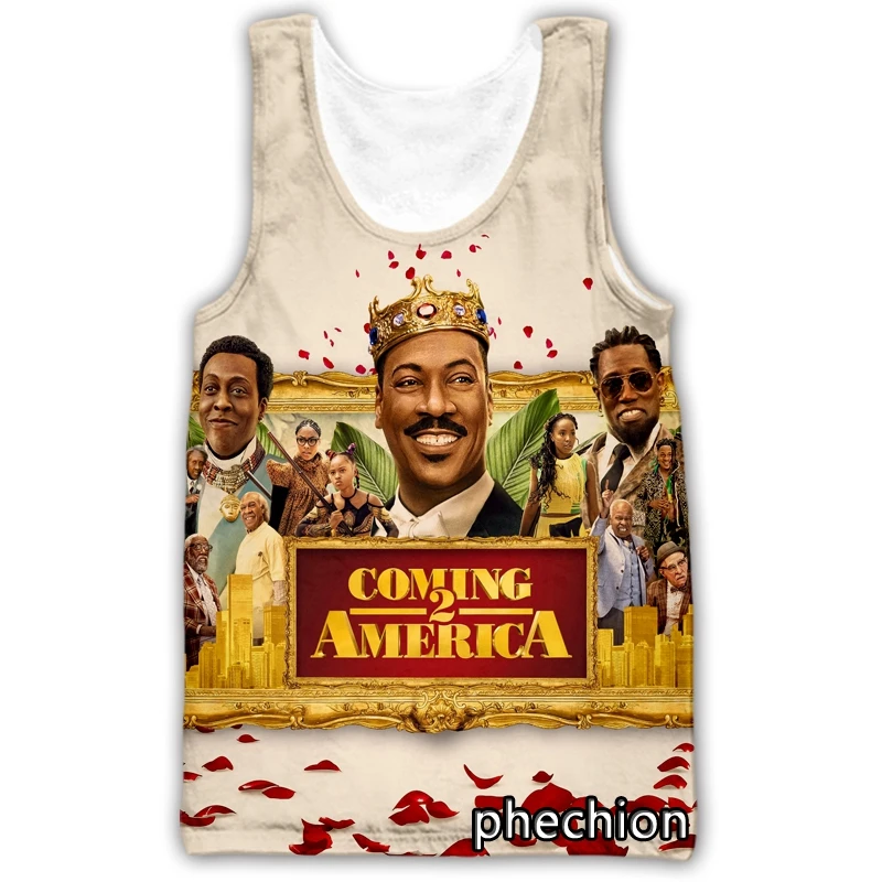 

phechion New Fashion Men/Women Coming 2 America 3D Printed Sleeveless Vest Streetwear Men Loose Sporting Tank Top A206