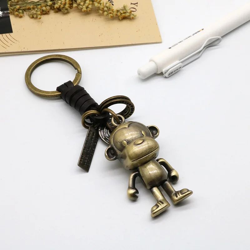 monkey keychain Double Sides Monkey Pendants DIY Men Jewelry Car