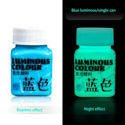 Luminous Glow-in-the-Dark Fluorescent Acrylic Paint for DIY Textile and Wall Art (Blue 1Bottle)