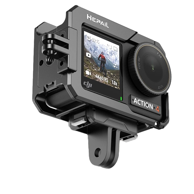 Câmera Metal Rabbit Cage Frame Dissipação por Calor Capa de Proteção Anticolisão Barra Lateral para Dji Action Osmo Action 3