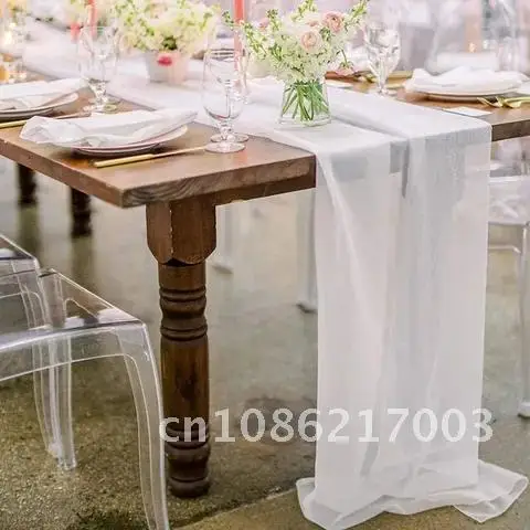 

Chiffon Vintage Table Runner Rustic Wedding Bridal Shower Birthday Party Decoration Christmas Home Decor 305x70cm