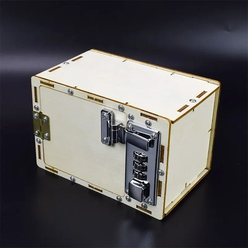 Combination Lock Box Diy Safe Deposit Box Machinery Invention Scientific Experiment Wood Password Box Toys for Kid Assembly Model Make