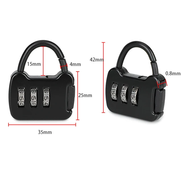 3 Digit Padlock Mini Case Lock Multi-Function Security Lock Metal Suitcase Lock Anti-theft Luggage Lock for Gym School 6