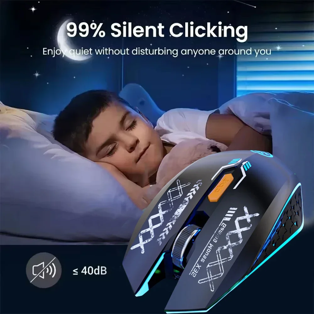 Bluetooth 5.4 Mouse 2.4G Wireless Mouse RGB Backlit Dual-mode Rechargeable Silent Mice Gaming Mouse 1600 DPI Mouse for PC Laptop