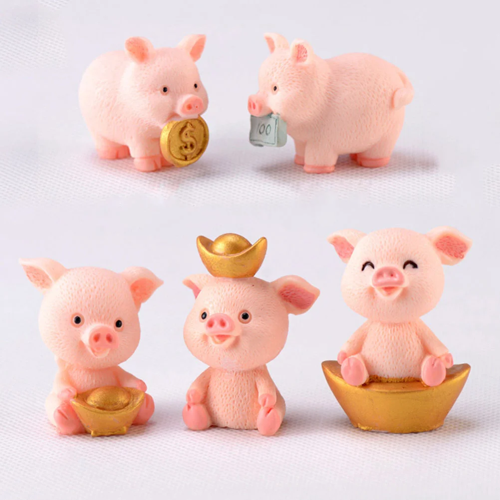 

Garneck Kids Miniature Pig Figurines Resin Garden Cute Piggy Animal Landscape Diy Terrarium Crafts Car Decor