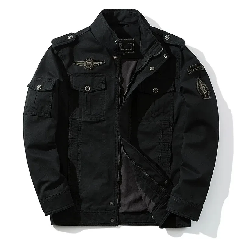 Workwear Large Size Men's Wear 2023 Spring and Autumn Coat Cotton Washing Jacket with Epaulets Stand Collar Jacket Clothes