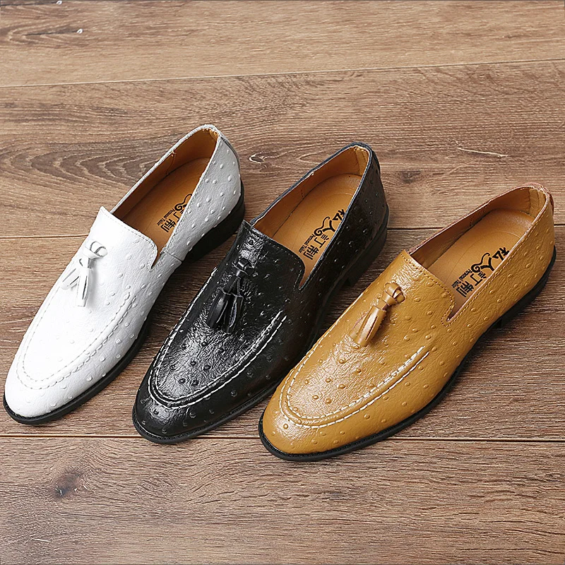Brand White Tassel Men's Leather Shoes Casual Moccasin Homme Men's Oxford Shoes Flat Men's Boat Shoes Business Men's Loafers