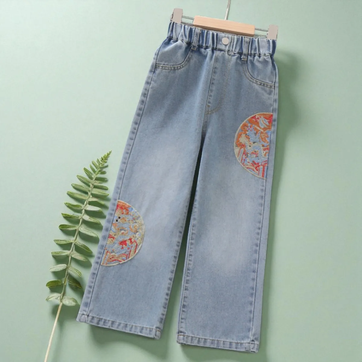السراويل للفتيات الجينز المراهقين ملابس الأطفال فراشة طباعة السراويل ربيع الخريف الطفل الاطفال الملابس الجينز 6 8 10 12 14 Y
