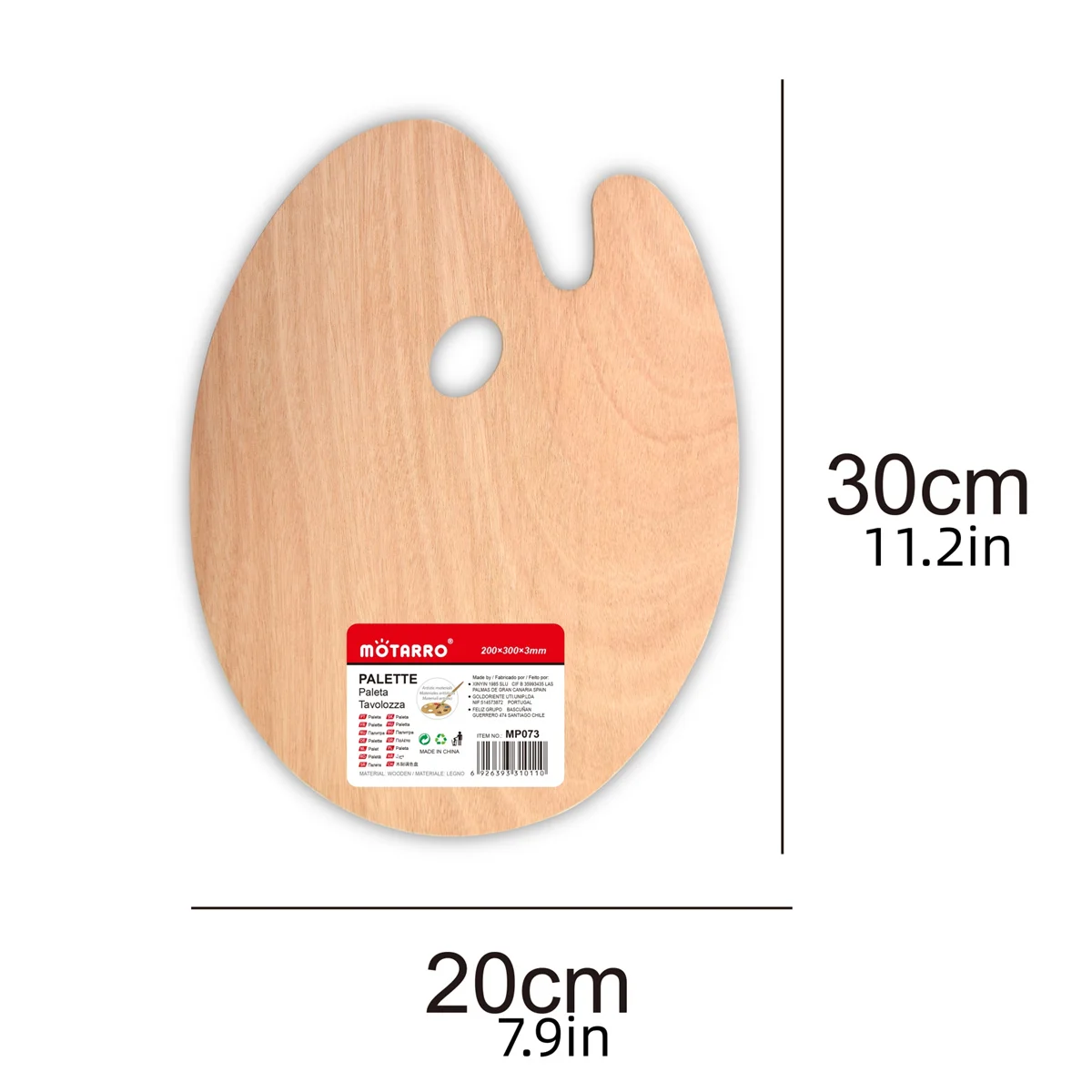 11.2" X 7.9" Wooden Paint Palette with Thumb Hole Wood Oil Paint Palette Artist Pallet for Art Supply 6