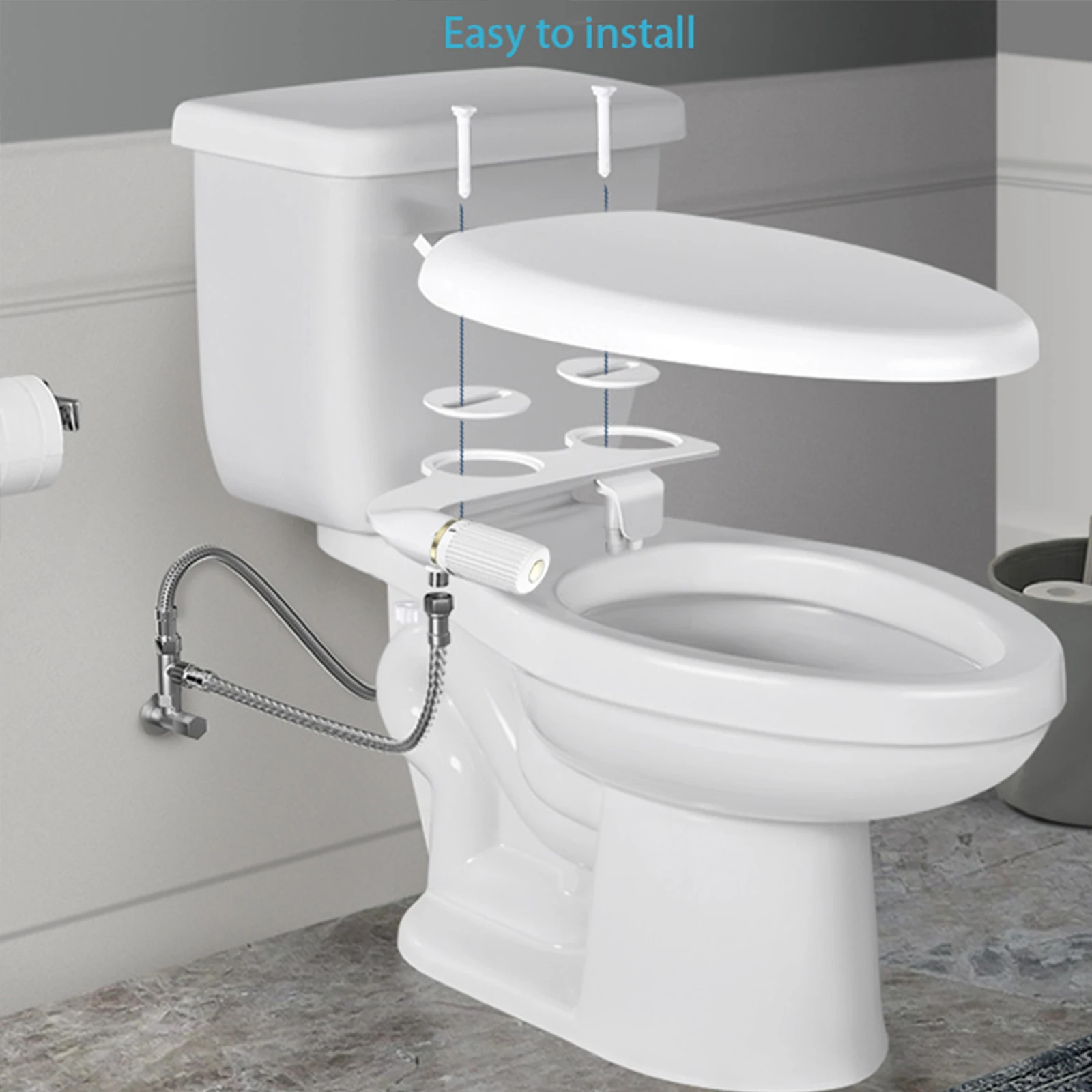 Description Picture 6 of itemUltra-Thin Adjustable Water Pressure Bidets Dual Nozzle Sprayer Non Electric Bidet Attachment for Rear/Feminine Wash Toilet