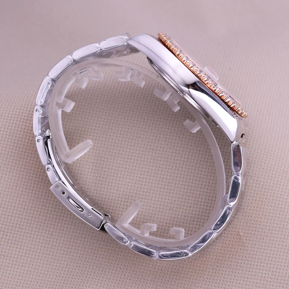Claw-setting Cubic Zircon Men\'s Watch Women\'s Watch Fine Clock All Stainless Steel Bracelet Luxury Lovers\' Gift Royal Crown