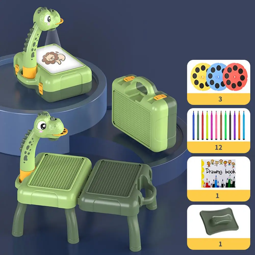 Multifunctional Projection Painting Storage Table Kids Toy Cartoon Drawing Board with Light Music Writing Pad Children Gift 6