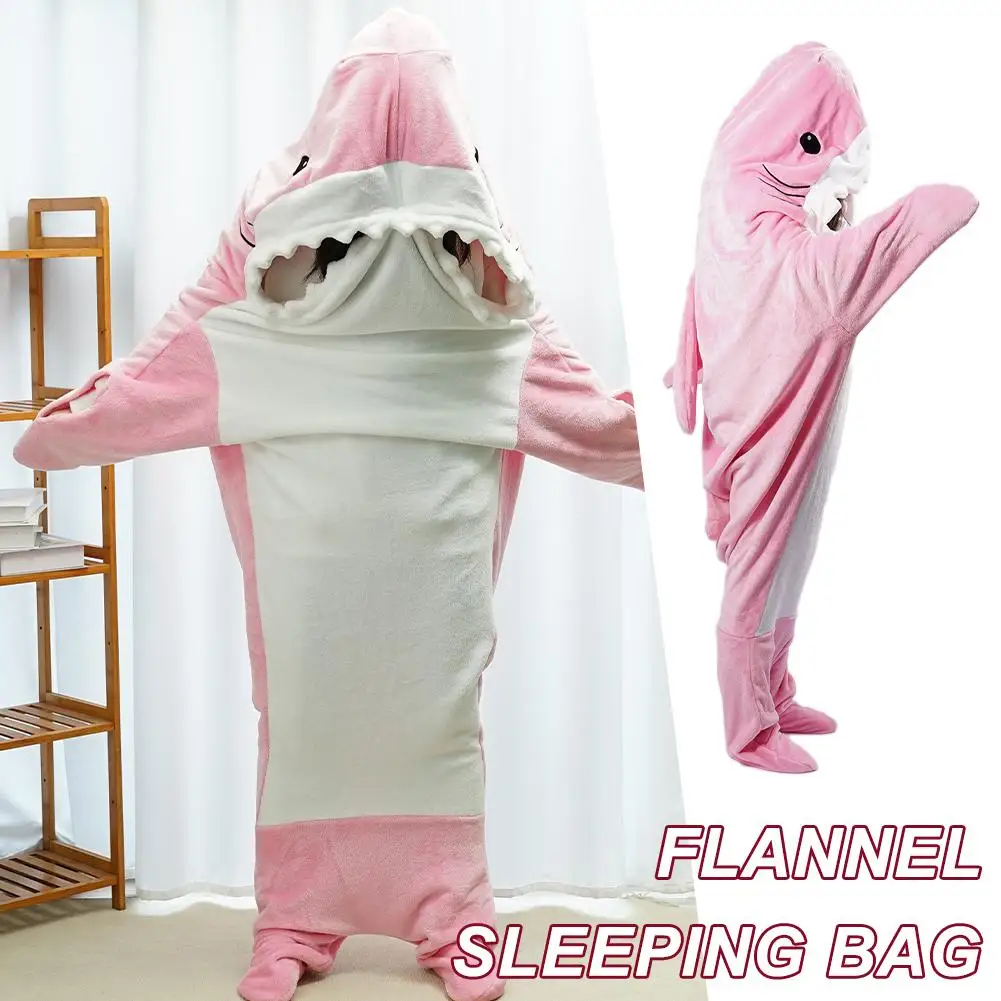 

Wearable Shark Blanket Hoodie For Women Soft Cozy Fleece Hoodie Blanket Flannel Shark Sleeping Bag Pajamas Hooded Cloak Bla Y0F8