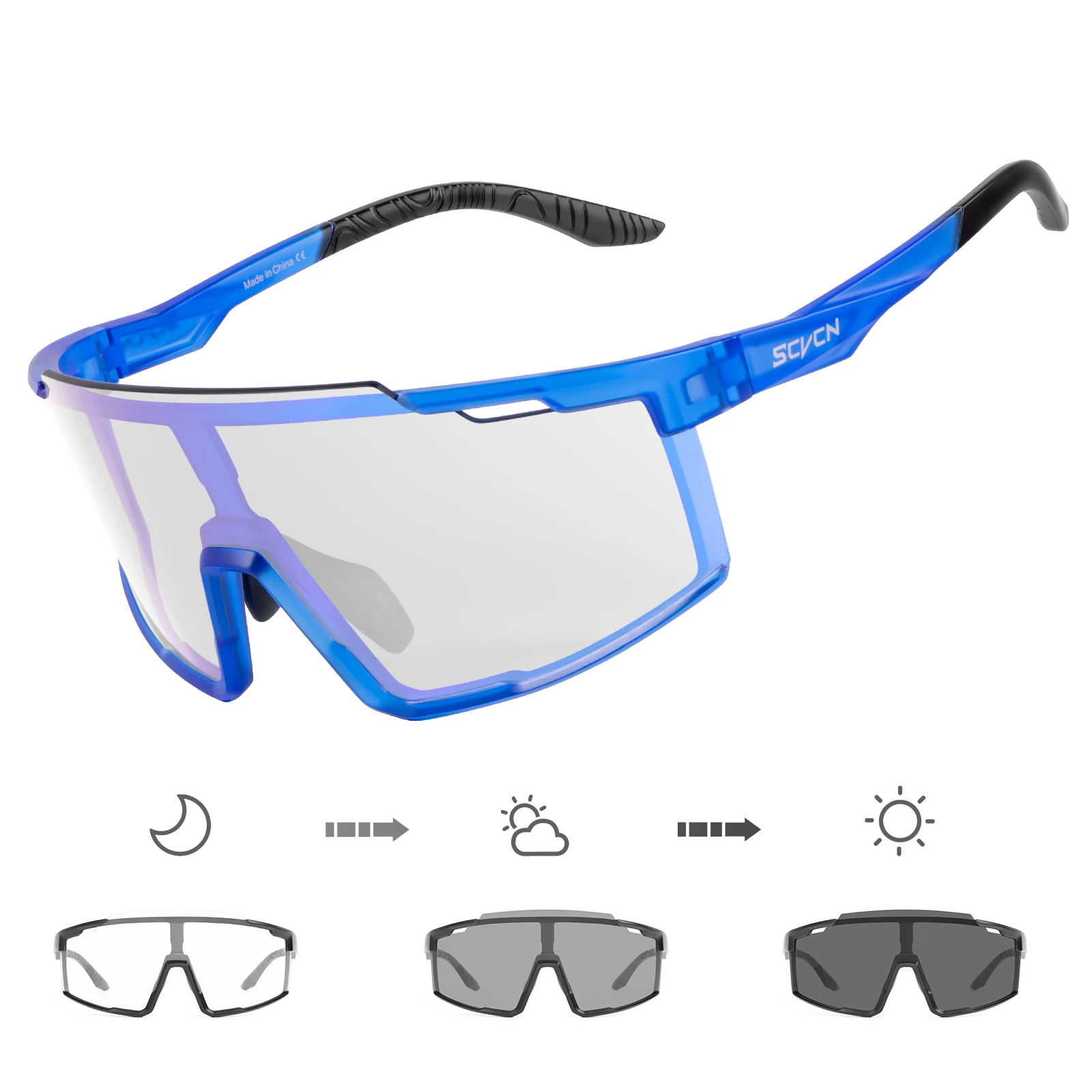 SCVCN Outdoor Photochromic Sunglasses Road Bike Cycling Glasses for Men MTB  Bicycle Eyewear Women Running Sports UV400 Goggles