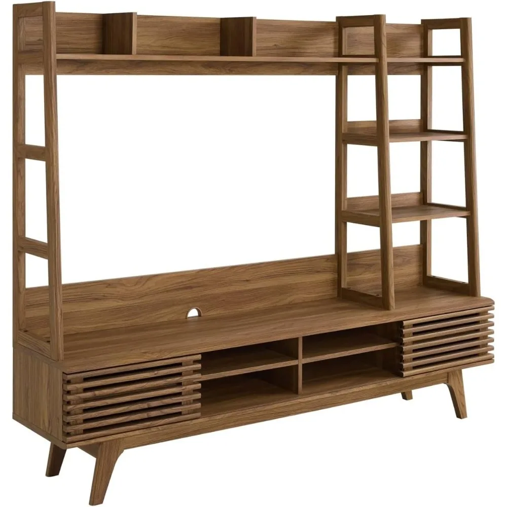 

Render Mid-Century Modern TV Stand Entertainment Center, 70", Walnut