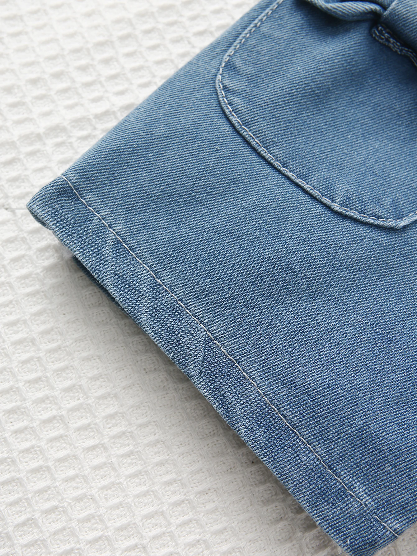 New kids girls cute style denim shorts with bow tie