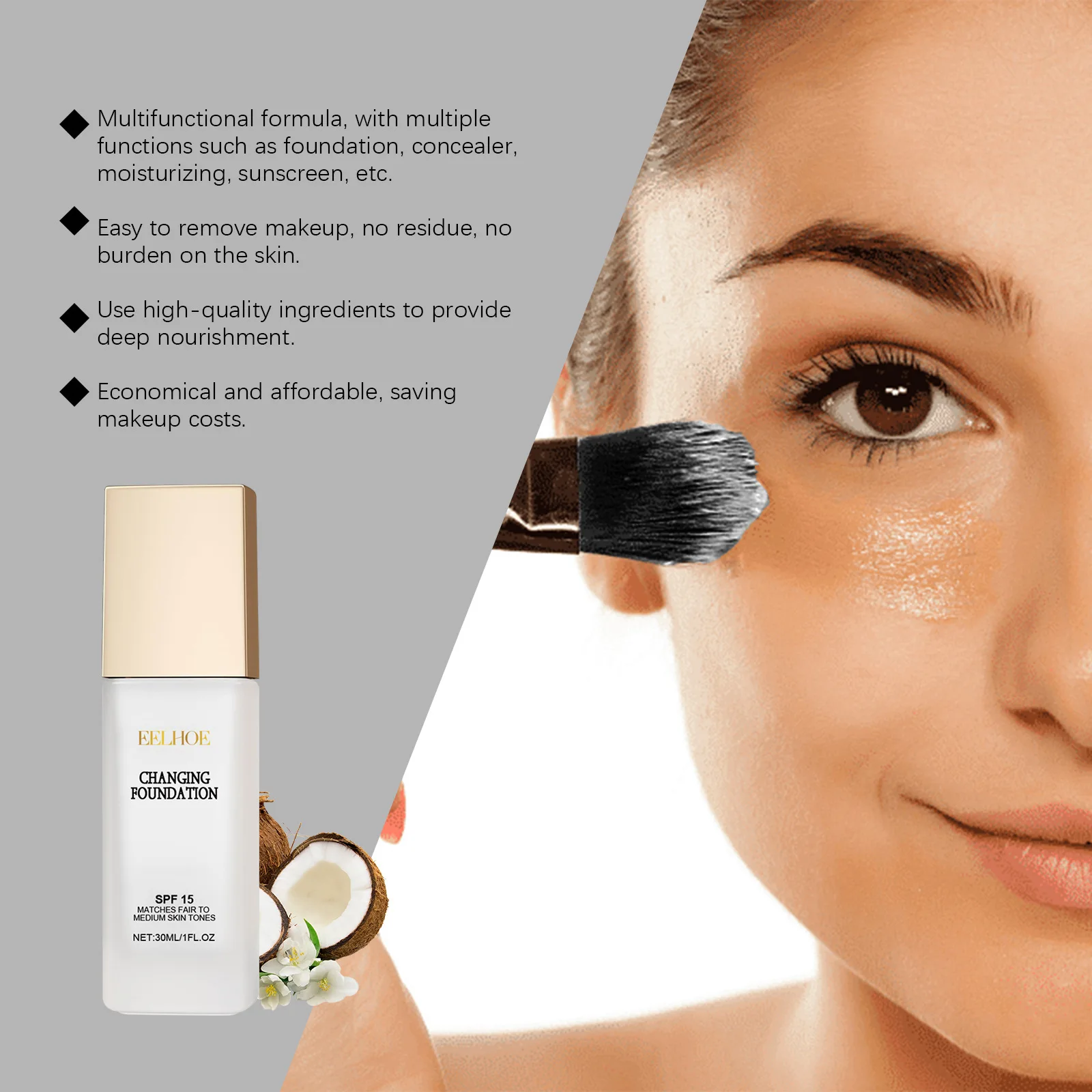 Spf 15 Colour Changing Foundation Full Coverage Waterproof Makeup Of The Face Brightening Mature Skin Foundation Cosmetics 30ml_voghion.com