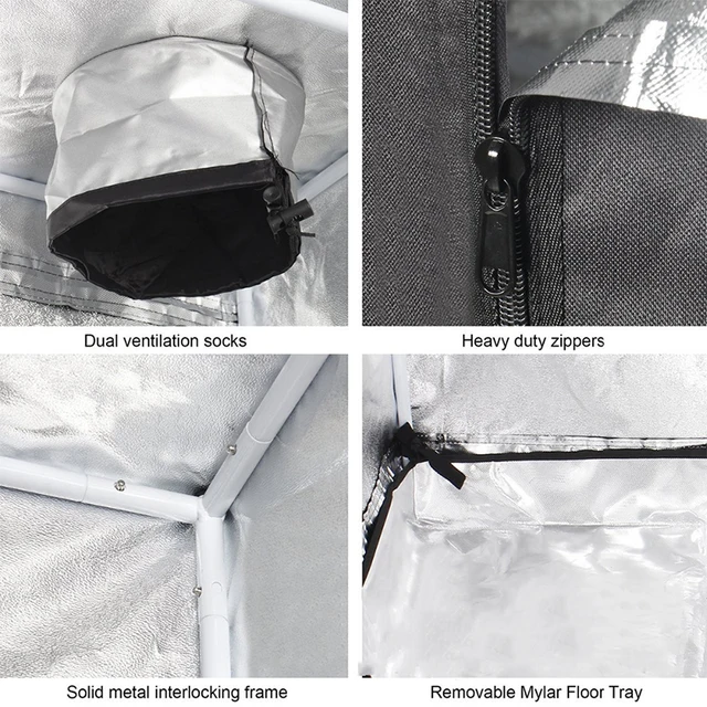 Beltéri Növénytermesztési Sátor 600D Oxford Szövet Kagyló Fém Építés Vízálló Penész Üvegházhatású Szoba Tiszta Növény Termesztési - Image 3