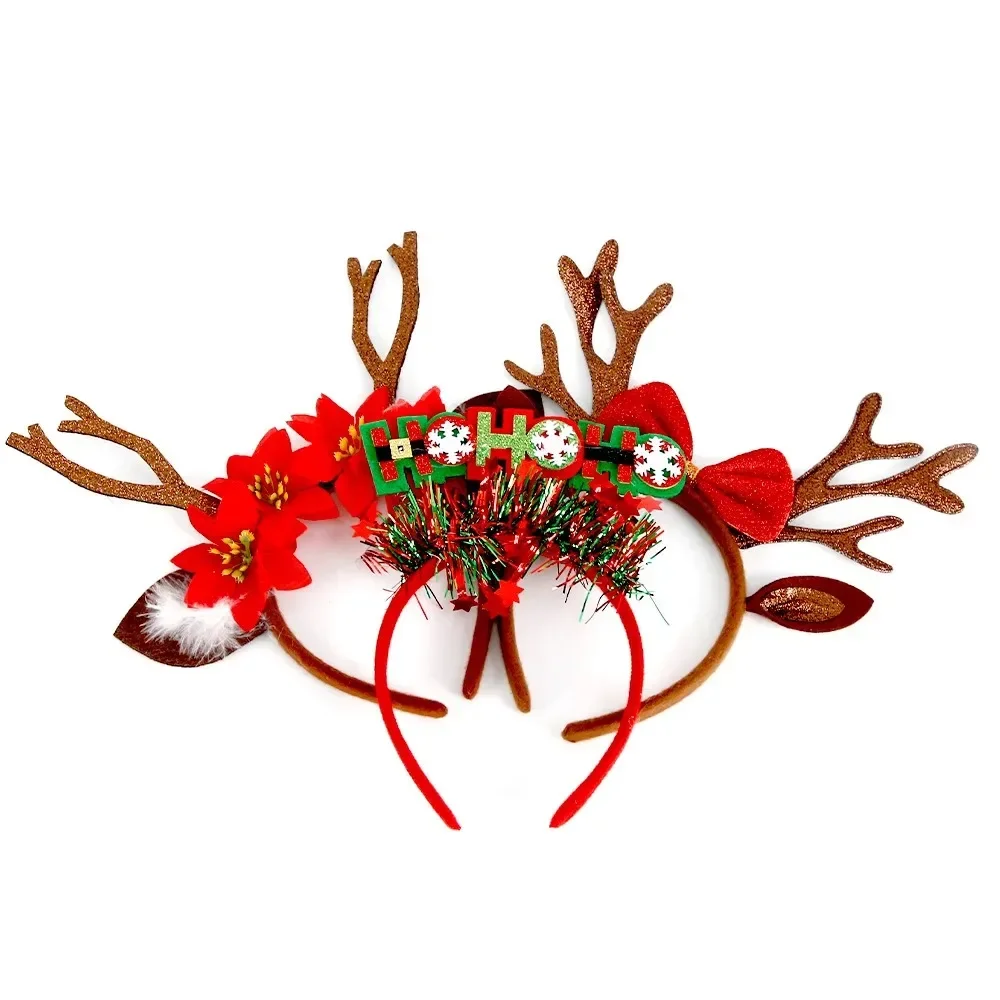 Christmas Headband Reindeer Antlers Horn Christms Tree Hair Band Headwear New Year Party Christmas Gift Headbands