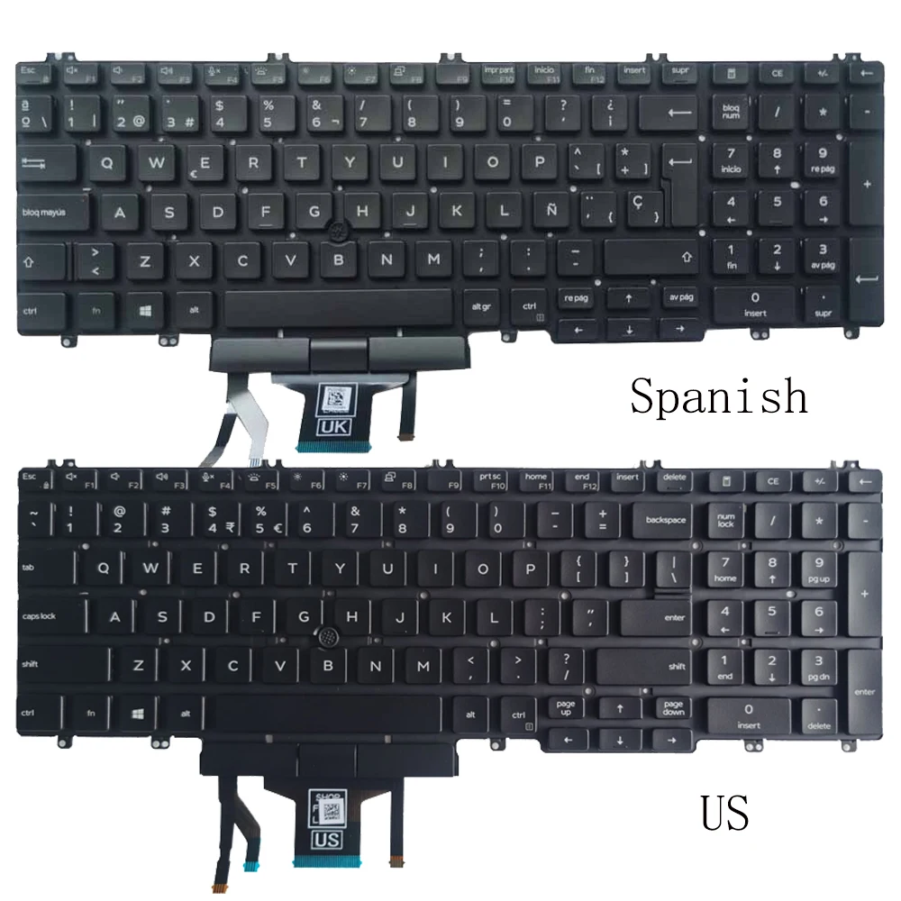 Backlit Francês Espanhol Eua Teclado Dell Precisão 3500 3501 3541 Latitude 5500 E5500 5510 5511 5501 Rato Vara 0xpypv