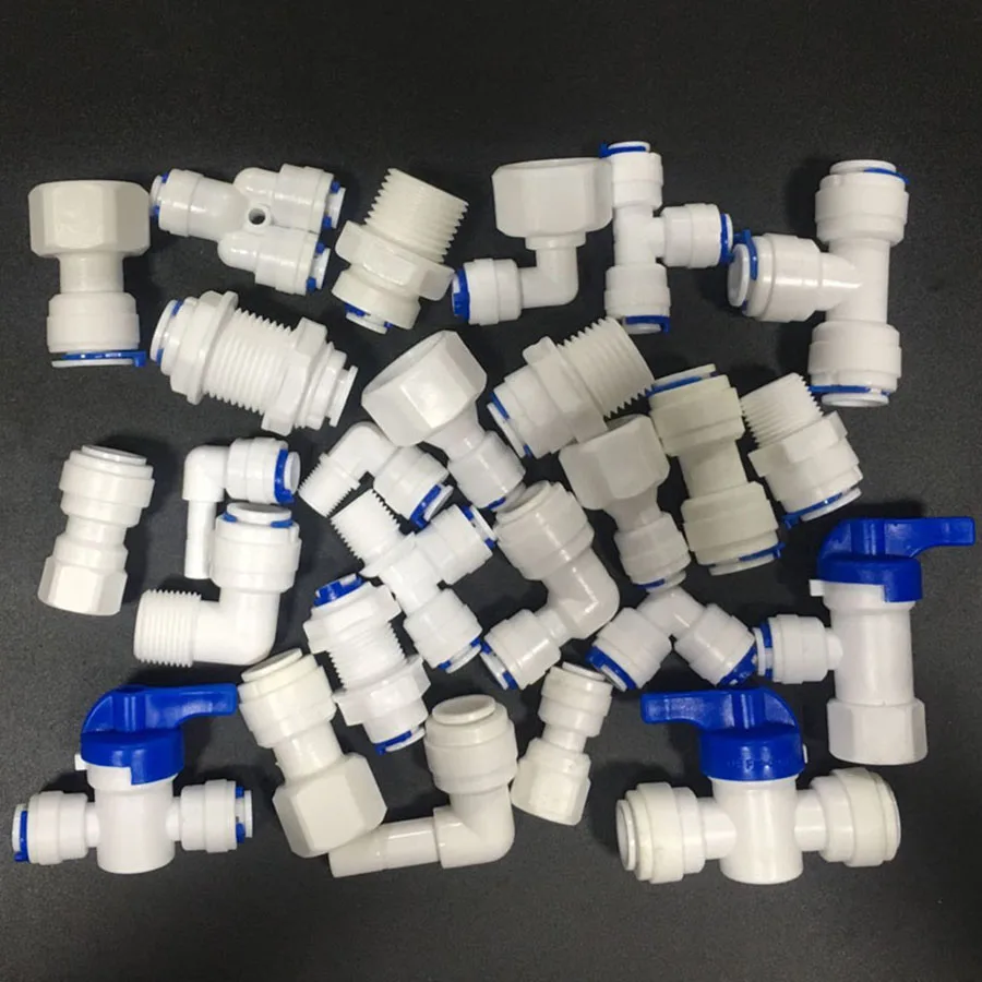 Water Purifier Accessories 1/4" 3/8" OD Hose to 1/4" 3/8" 1/2" Aquarium Quick Fitting RO Water Pipe Coupling