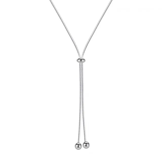 Long Tassel Titanium Steel Sweater Chain Design Necklace 2