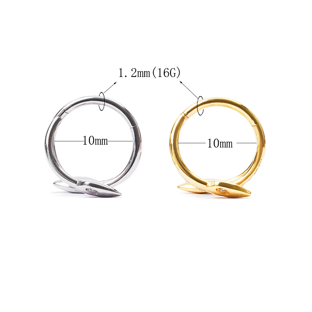 1 Pcs Titanium G23 Earrings Nose Piercing Two-headed Snake Inlay Zircon Hinged Septum Ring for Women Fashion Body Jewelry 2022