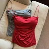 Summer Fashionable Comfortable Girls Solid Color Tank Top Girls Thin Shoulder Strap Pleated Daily Wear Casual Underwear New 1