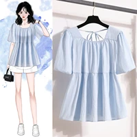 Plus Size Shirts & Blouses Women Summer 2025 New Arrival Korean Fashion Tops Short Puff Sleeve Loose Sweet Blouse Woman L-4XL - Image 2