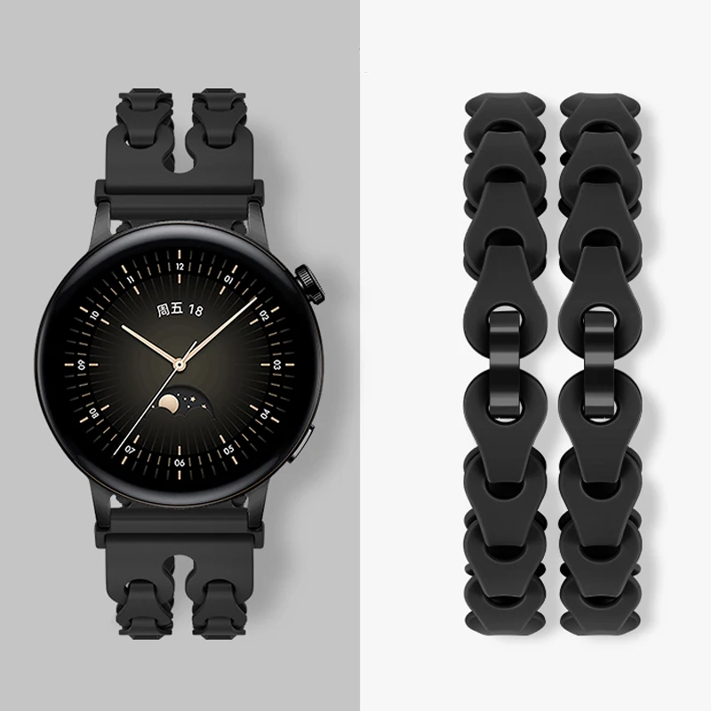 Silicone Sports Chain Link Strap for Smartwatch - Soft Band Bracelet for Men & Women