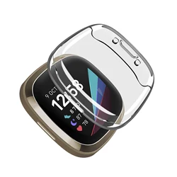 Premium Soft TPU Plated Bumper Protective Screen Protector Cover - Fitbit Versa 4 (Clear)