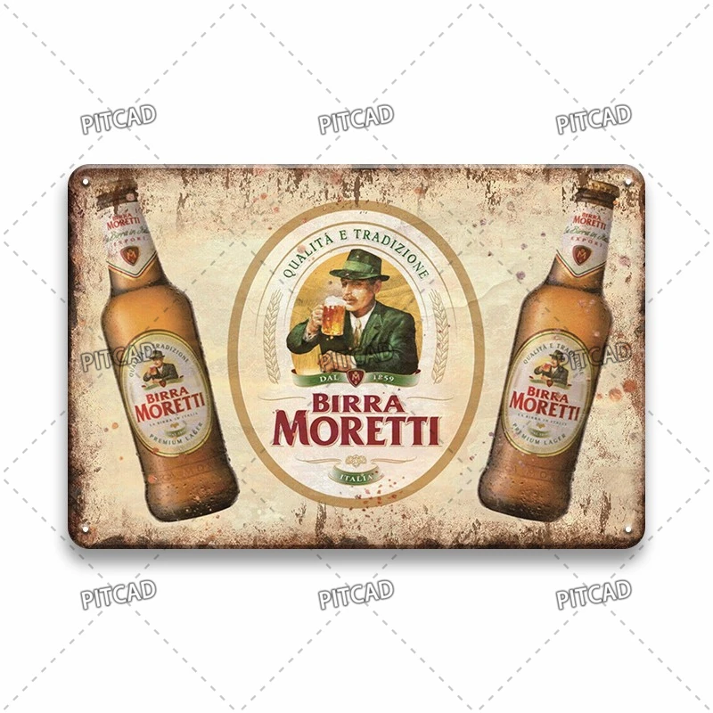 

Birra Moretti Beer Vintage Fun Poster Metal Tin Sign Bar Club Man Cave Home Wall Decoration