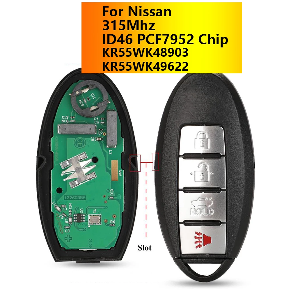 KR55WK48903 KR55WK49622 315Mhz ID46 PCF7952 Keyless Smart Car Key For Nissan Altima Teana Maxima Murano CrossCabriolet kigoauto kr55wk49622 smart key 3 button 315mhz id46 pcf7952 chip keyless go for nissan 370z key 2009 2019