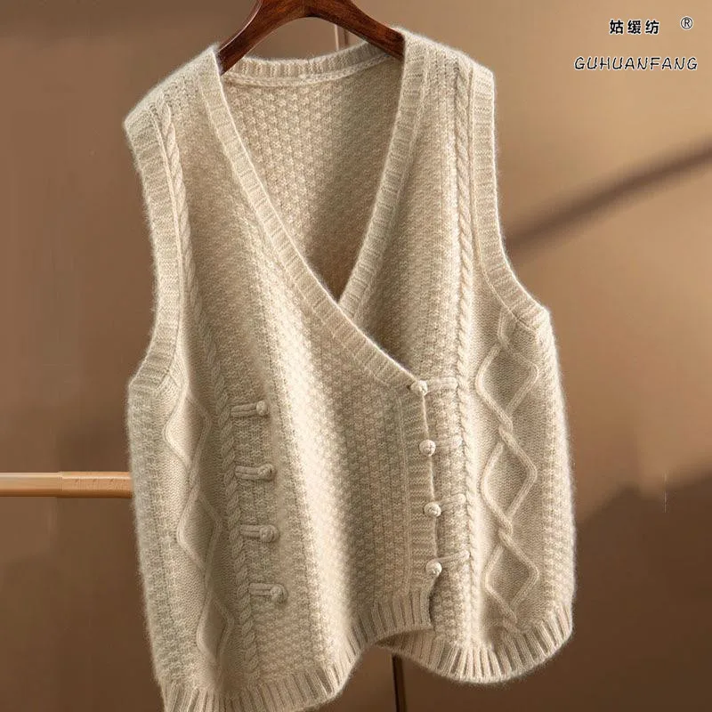 Sleeveless camisole cashmere knitted vest women's new autumn collar sweater vest trend  knit vest   jackets [хонг] мода женщины повседневный свободный бант принт без рукавов camisole v collar комбинезон