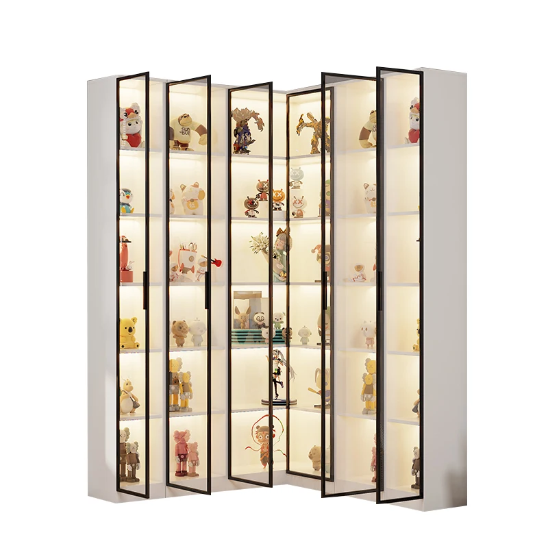 

Corner figure cabinet, glass door display case, bookcase, custom living room, storage and storage cabinets, right angle