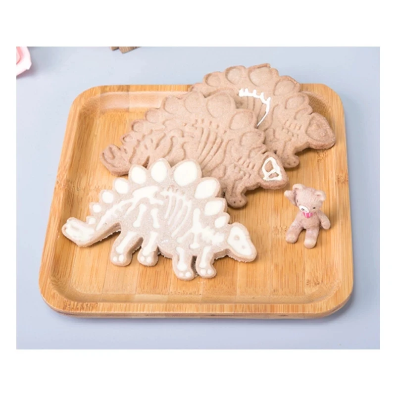 3D Dinosaur Cookie Cutters Dinosaur Biscuit Embossing Mould Fondant Dessert Baking Plastic Mold for Gingerbread Cake Decor Tool cake mold,cookie cutters,cookie mold