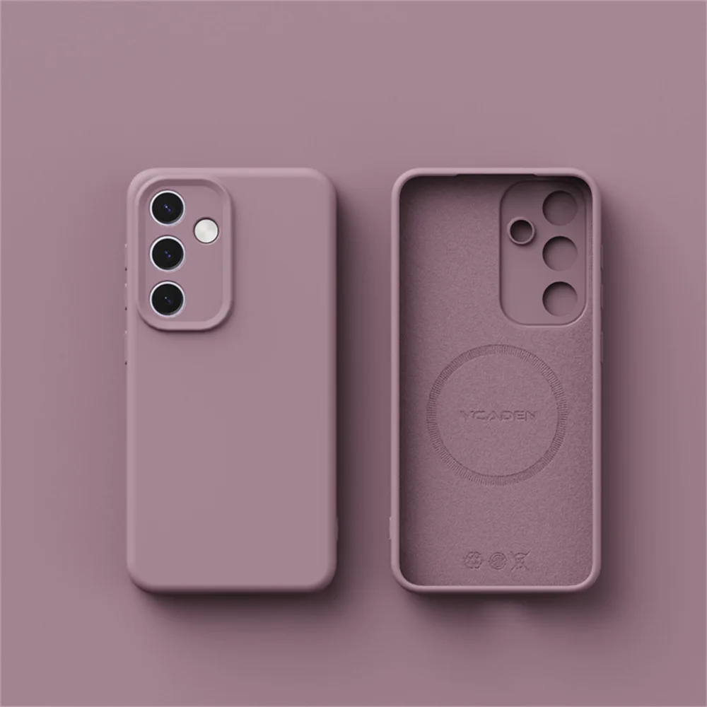 Enhanced Liquid Silicone Magnetic Case with Built-In Flock Cover - Wireless Charging Compatible