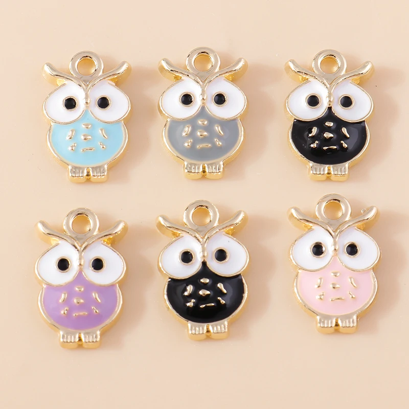 20 Stück 11x18mm Cartoon Emaille Tier Eule Charms Anhänger für Schmuckherstellung Halsketten Ohrringe Armbänder DIY Handarbeit Handwerk Geschenk