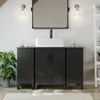 Black 48" Bathroom Vanity with Sink Combo,Modern Sink Cabinet,Bathroom Vanity Cabinet,3 Drawers Cabinet,Grooved Doors 2