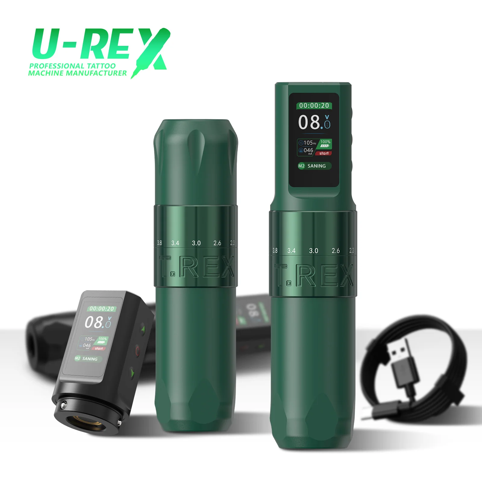 T-Rex-ワイヤレスロータリータトゥーペンマシン,1600mAhバッテリー