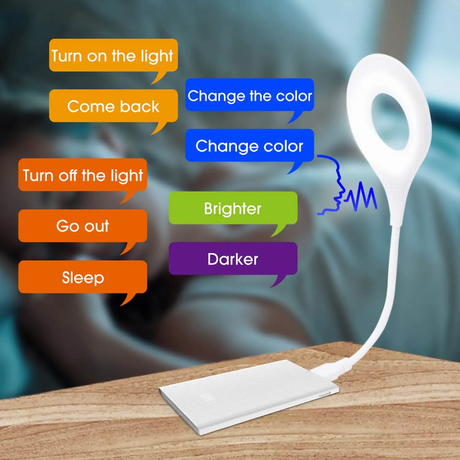 

Voice Control USB Direct Plug Portable Lamp Led Desk Lamp Eye Protection Study Reading Night Light Table Dormitory Bedside Lamp