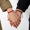 Bracelet porte-bonheur en corde tressée rouge, 2 pièces, pour femmes et hommes, cœur romantique, magnétique, assorti, bijoux pour amoureux de la saint-valentin