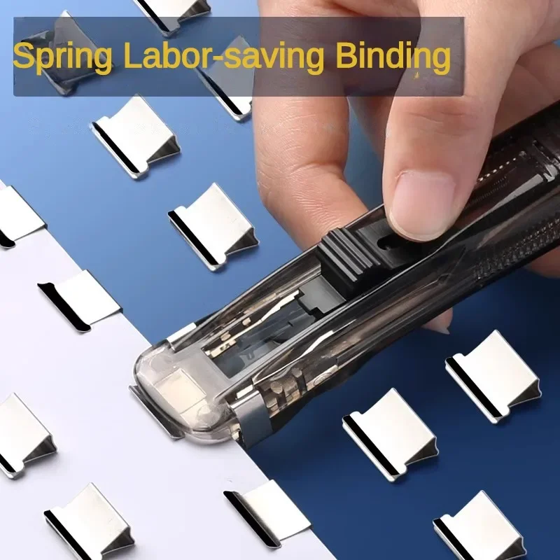Mini Traceless Reusable Hand Clamp Push Stapler Paper Book File Office School Student Binder Binding Tools Supplies Stationery