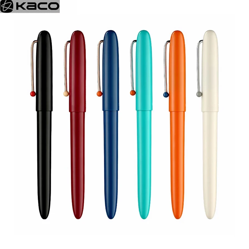 KACO Classic Colorful Fountain Pen EF Hooded School Office Stationery Nib Smooth Writing Exchangeable Ink Cartridge Gift Set