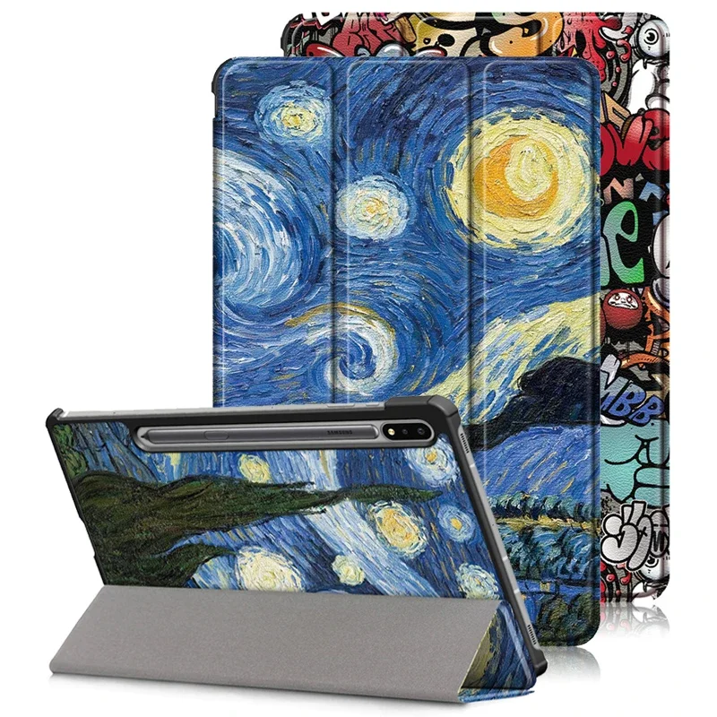 Capa em Couro para Samsung Tab Capa Fashion Paint Galaxy Tab s9 fe s8 Plus s7 fe