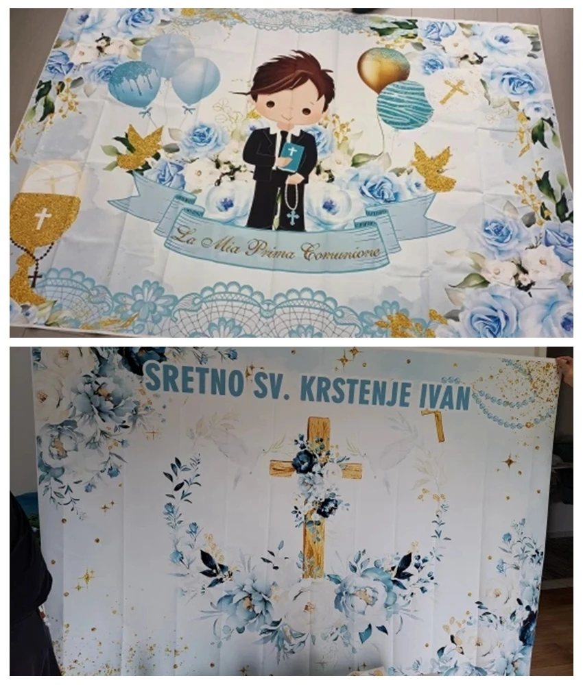 Yeaqee Bannière Dorée à Paillettes Pour Baptême